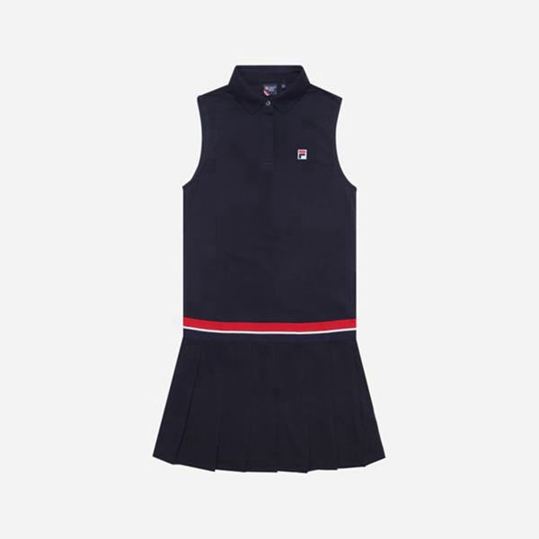 Fila Šaty Damske Námornícka Modrá - Line Pleated Vypredaj - Slovakia 29451-XCYV